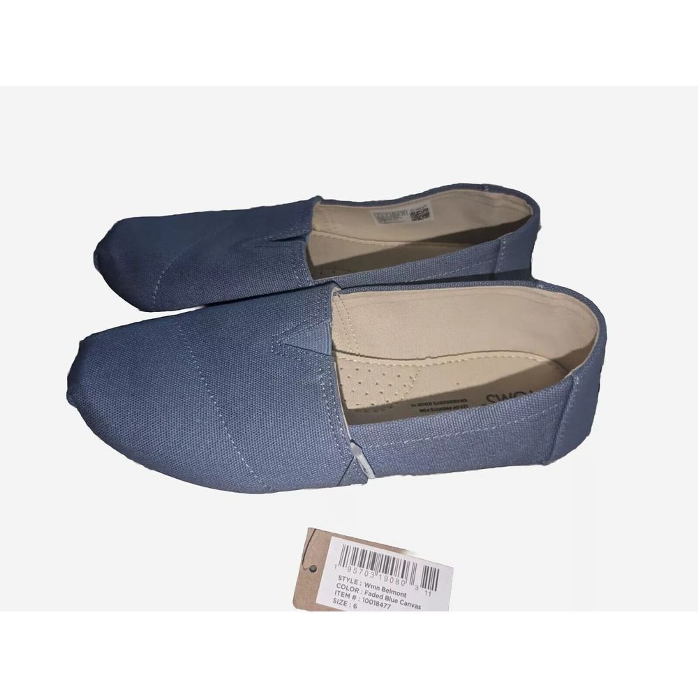 NWT TOMS Shoes Womens 6 Belmont Casual Slip On Loafer Light Blue Canvas - Picture 1 of 3